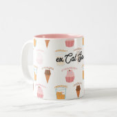 Tasse 2 Couleurs Custom Name Pink Cupcake and Black Cat Pattern  (Devant gauche)