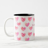 Tasse 2 Couleurs Custom Names Romantic Pink Love Design -  (Gauche)