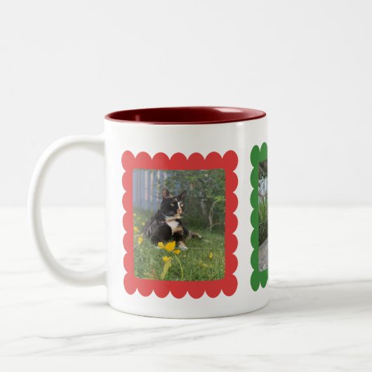 Tasse 2 Couleurs Custom Personalized Cat Photo 3 Photos Collage (Gauche)