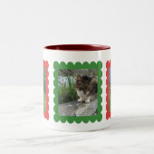 Tasse 2 Couleurs Custom Personalized Cat Photo 3 Photos Collage (Centre)