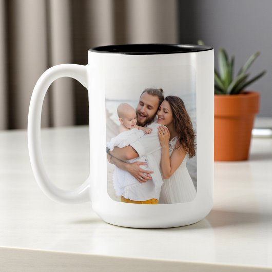 Tasse 2 Couleurs Custom Rounded Corners Photo Family