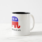 Tasse 2 Couleurs Customiser l'éléphant républicain (Devant droit)