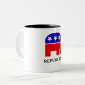 Tasse 2 Couleurs Customiser l'éléphant républicain (Devant gauche)