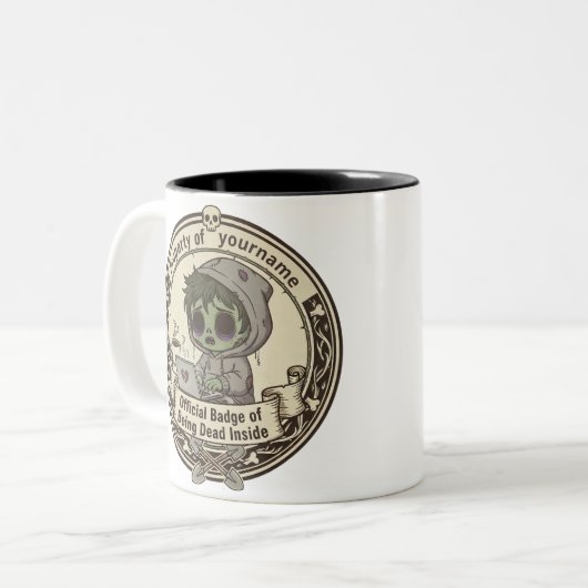 Tasse 2 Couleurs Customizable Dead Inside Badge T-Shirt (Devant gauche)