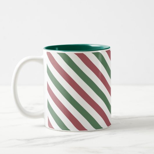 Tasse 2 Couleurs Customizable Pastel Christmas Stripes (Gauche)