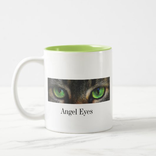 Tasse 2 Couleurs Cute ange ange chat yeux & calligraphie (Gauche)