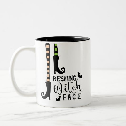 Tasse 2 Couleurs Cute Bas Bottes Repose Sorcière Face Halloween (Gauche)