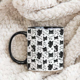 Tasse 2 Couleurs Cute Black Cats et Motif des paroles