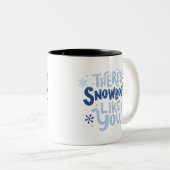 Tasse 2 Couleurs Cute Blue Monochrome Snowflake Motivation (Devant droit)