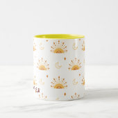 Tasse 2 Couleurs Cute Boho Celestial Motif sans couture (Centre)