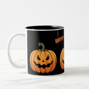 Tasse 2 Couleurs Cute Boho Citrouilles Éffrayants Black Happy Hallo