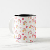 Tasse 2 Couleurs Cute Boho Rainbow Seamless Motif Nom personnalisé (Devant gauche)
