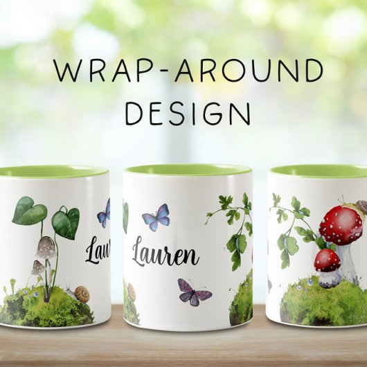 Tasse 2 Couleurs Cute Bois Enveloppé Autour De Champignons