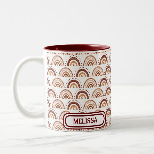 Tasse 2 Couleurs Cute Brown Boho Rainbow Whimsical Motif (Gauche)