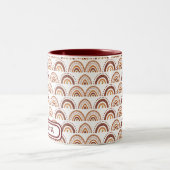 Tasse 2 Couleurs Cute Brown Boho Rainbow Whimsical Motif (Centre)