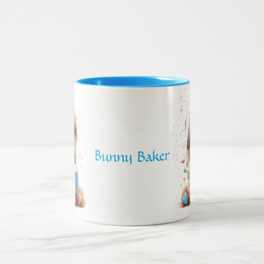 Tasse 2 Couleurs Cute Bunny Rabbit Chef Baker Cake (Centre)
