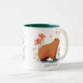 Tasse 2 Couleurs Cute Capybara et Fleurs (Devant droit)