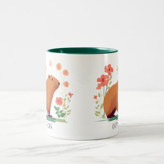 Tasse 2 Couleurs Cute Capybara et Fleurs (Centre)