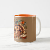 Tasse 2 Couleurs Cute caricature Thanksgiving dinde et citrouille (Devant droit)