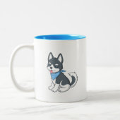 Tasse 2 Couleurs Cute Cartoon Husky Puppy Dog (Gauche)