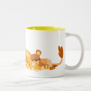 Tasse 2 Couleurs Cute Cartoon Mum Lion et Cubs muge