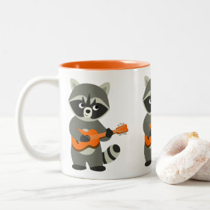 Tasse 2 Couleurs Cute Cartoon Raccoon Jouer de la guitare