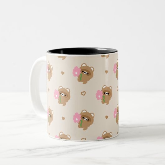 Tasse 2 Couleurs Cute castor romantique (Devant gauche)