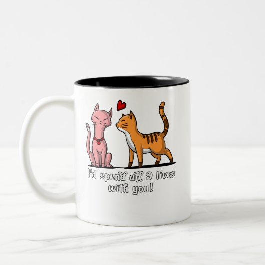 Tasse 2 Couleurs Cute Cat Couple Funny Kittens Valentines Jour (Gauche)