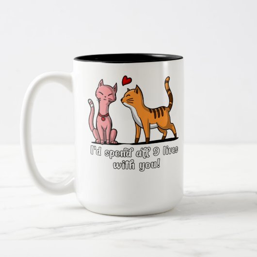 Tasse 2 Couleurs Cute Cat Couple Funny Kittens Valentines Jour (Gauche)