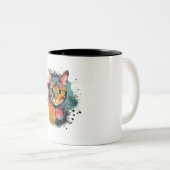Tasse 2 Couleurs cute cat design  (Devant droit)
