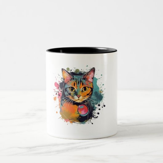 Tasse 2 Couleurs cute cat design  (Centre)