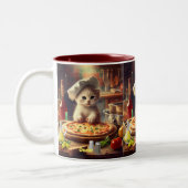 Tasse 2 Couleurs Cute chef Chat Fabriquer Pizza Nom personnalisé (Gauche)