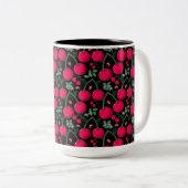 Tasse 2 Couleurs Cute Cherry Pattern Aesthetic | Red Cherry Seamles (Devant droit)