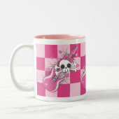 Tasse 2 Couleurs Cute crâne avec guitare rose (Gauche)