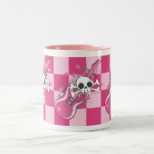 Tasse 2 Couleurs Cute crâne avec guitare rose (Centre)