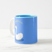 Tasse 2 Couleurs Cute cygne blanc avec dessin de la couronne (Devant gauche)