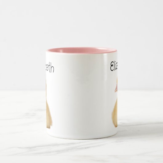 Tasse 2 Couleurs Cute Duck Personalized Name (Centre)