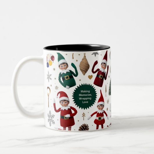 Tasse 2 Couleurs Cute Elf Dolls Crafty Holiday Collage  (Gauche)