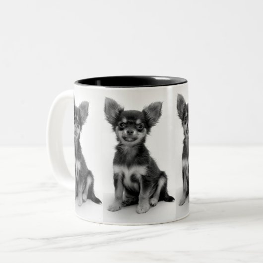 Tasse 2 Couleurs Cute Fluffy Chihuahua Puppy Pattern (Devant gauche)