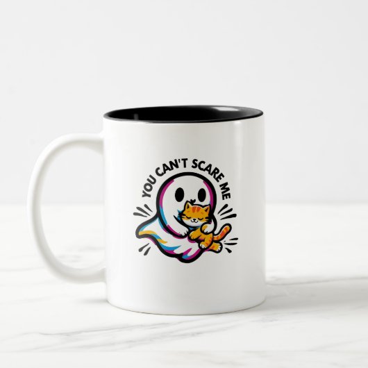 Tasse 2 Couleurs Cute Friendly Ghost and Cat Whimsical HalloweenMug (Gauche)
