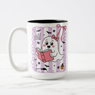 Tasse 2 Couleurs Cute Funny Ghost Book Lecture Preppy Halloween
