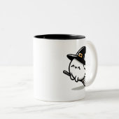 Tasse 2 Couleurs Cute Ghost Witch with Pumpkin & Broom | Two-Sided  (Devant droit)