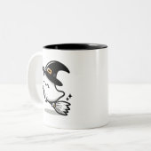 Tasse 2 Couleurs Cute Ghost Witch with Pumpkin & Broom | Two-Sided  (Devant gauche)