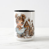 Tasse 2 Couleurs Cute Gingerbread Girl in Teacup Christmas  (Centre)
