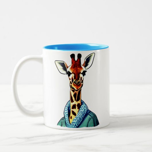 Tasse 2 Couleurs Cute Giraffe portant une veste Denim (Gauche)