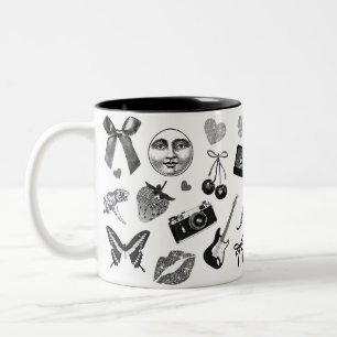 Tasse 2 Couleurs Cute Girl Noir Blanc Motif esthétique