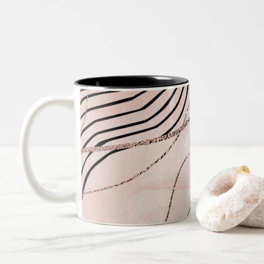 Tasse 2 Couleurs Cute Girl Rose Bohême Rose Gold Design (Avec donut)