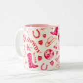Tasse 2 Couleurs Cute Girl Rose Disco Nom de la fille Monogramme (Devant gauche)