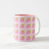 Tasse 2 Couleurs Cute Girly Pink Strawberry Pattern (Devant droit)