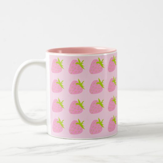Tasse 2 Couleurs Cute Girly Pink Strawberry Pattern (Gauche)
